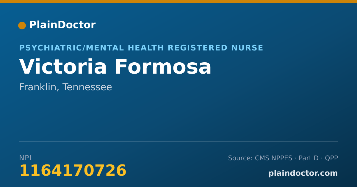 Shareable card for Victoria Formosa - Psychiatric/Mental Health Registered Nurse, Franklin, TN