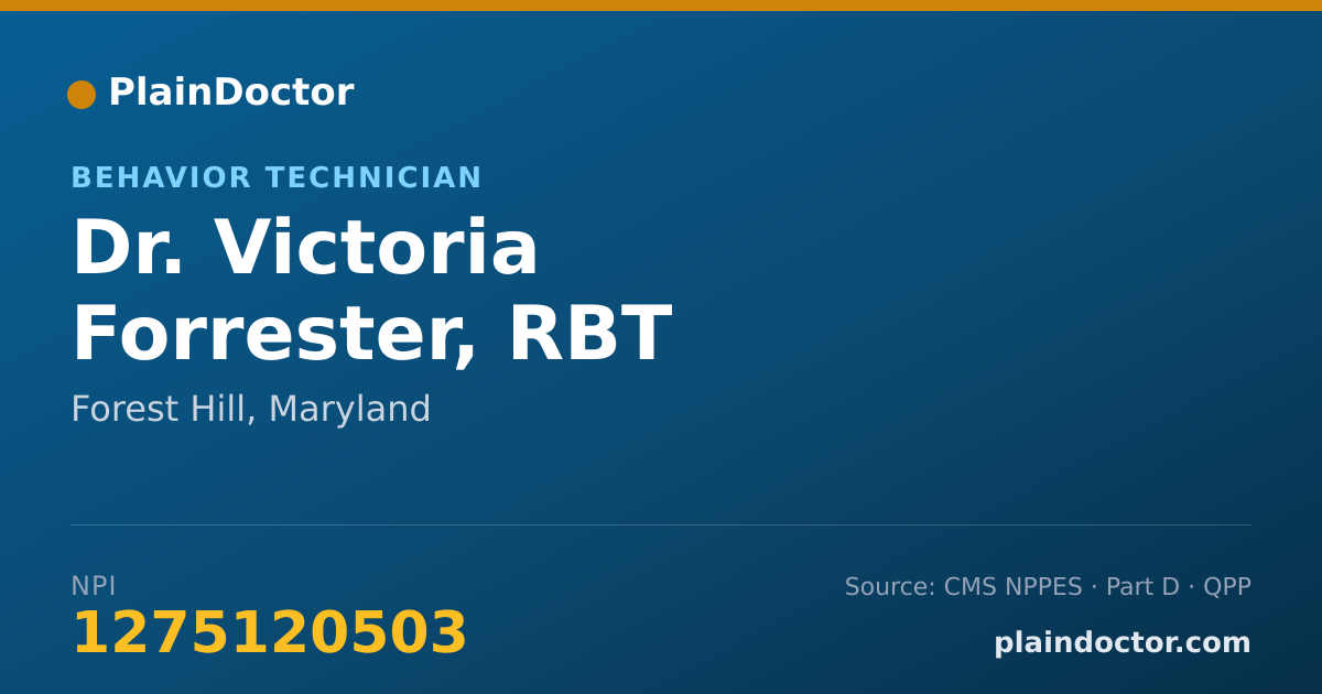 Shareable card for Victoria Forrester, RBT - Behavior Technician, Forest Hill, MD