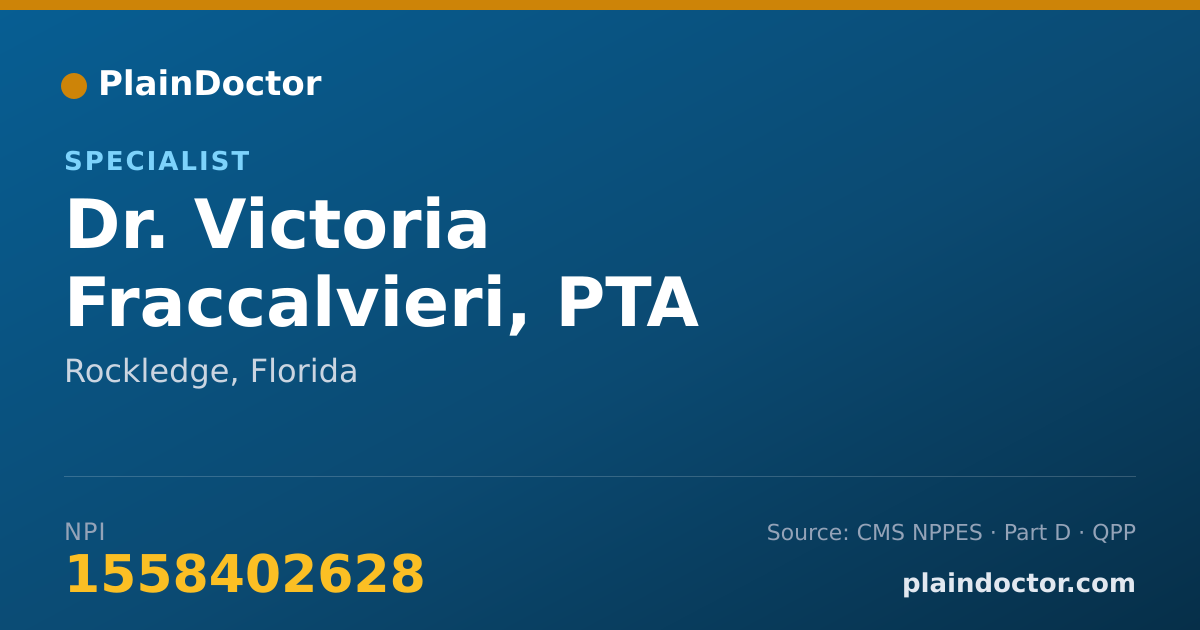 Shareable card for Victoria Fraccalvieri, PTA - Specialist, Rockledge, FL