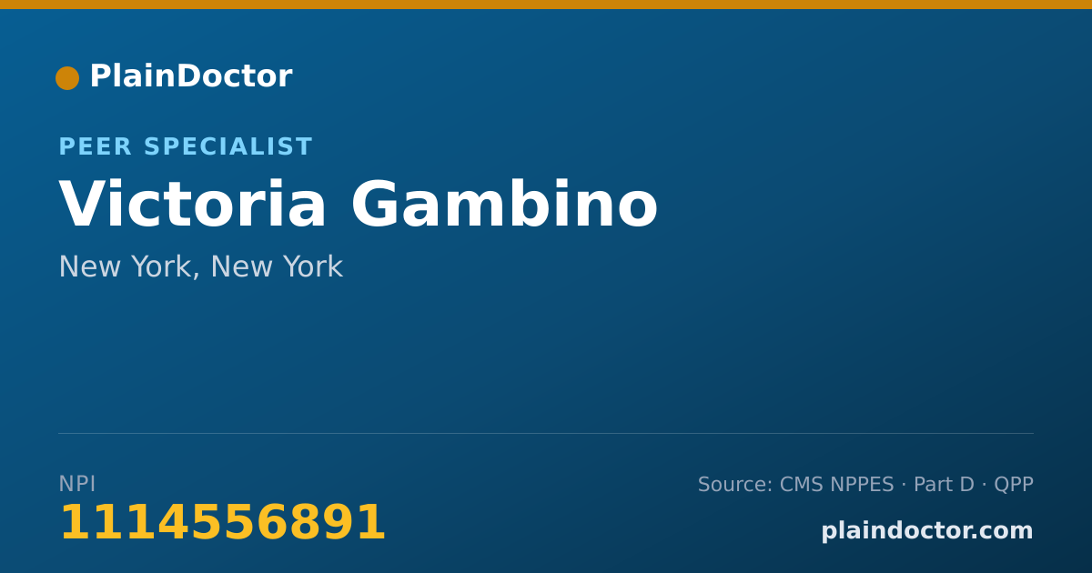 Shareable card for Victoria Gambino - Peer Specialist, New York, NY