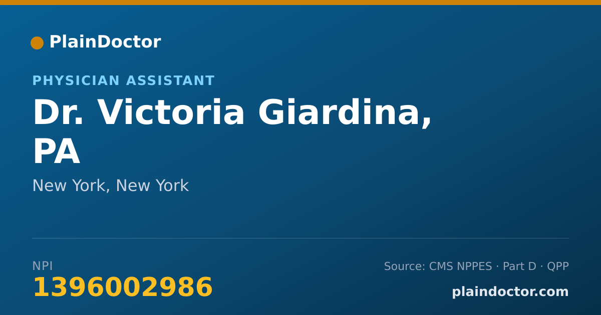Shareable card for Victoria Giardina, PA - Physician Assistant, New York, NY