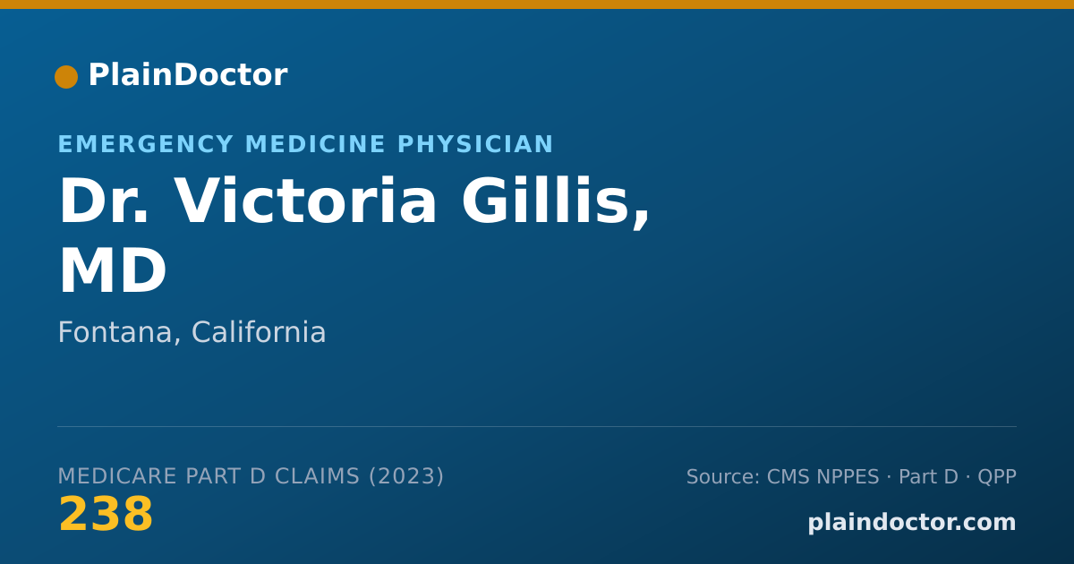 Shareable card for Victoria Gillis, MD - Emergency Medicine Physician, Fontana, CA