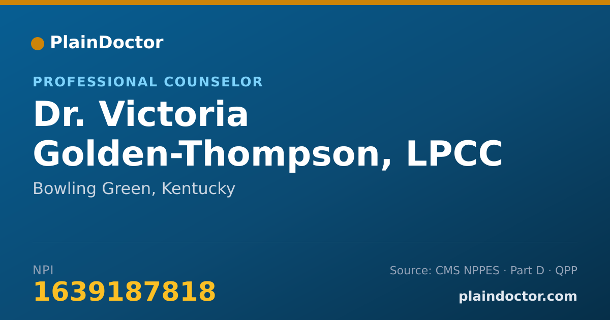 Shareable card for Victoria Golden-Thompson, LPCC - Professional Counselor, Bowling Green, KY
