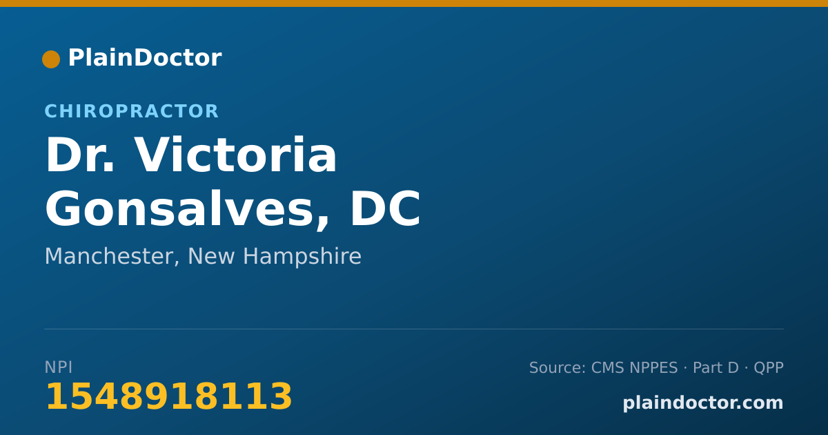 Shareable card for Victoria Gonsalves, DC - Chiropractor, Manchester, NH