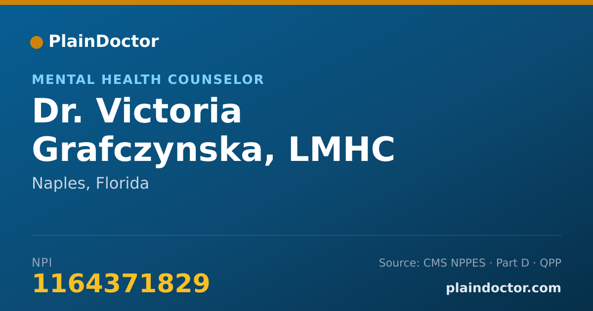 Shareable card for Victoria Grafczynska, LMHC - Mental Health Counselor, Naples, FL