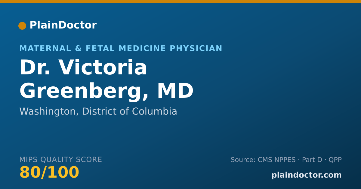 Shareable card for Victoria Greenberg, MD - Maternal & Fetal Medicine Physician, Washington, DC