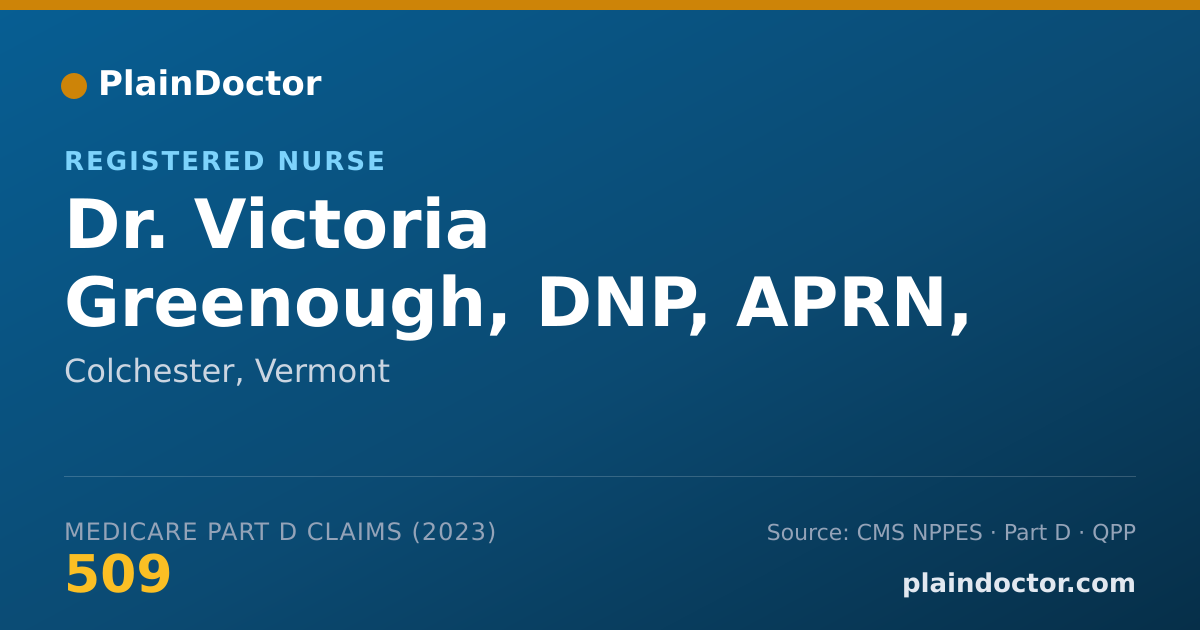 Shareable card for Victoria Greenough, DNP, APRN, RN - Registered Nurse, Colchester, VT