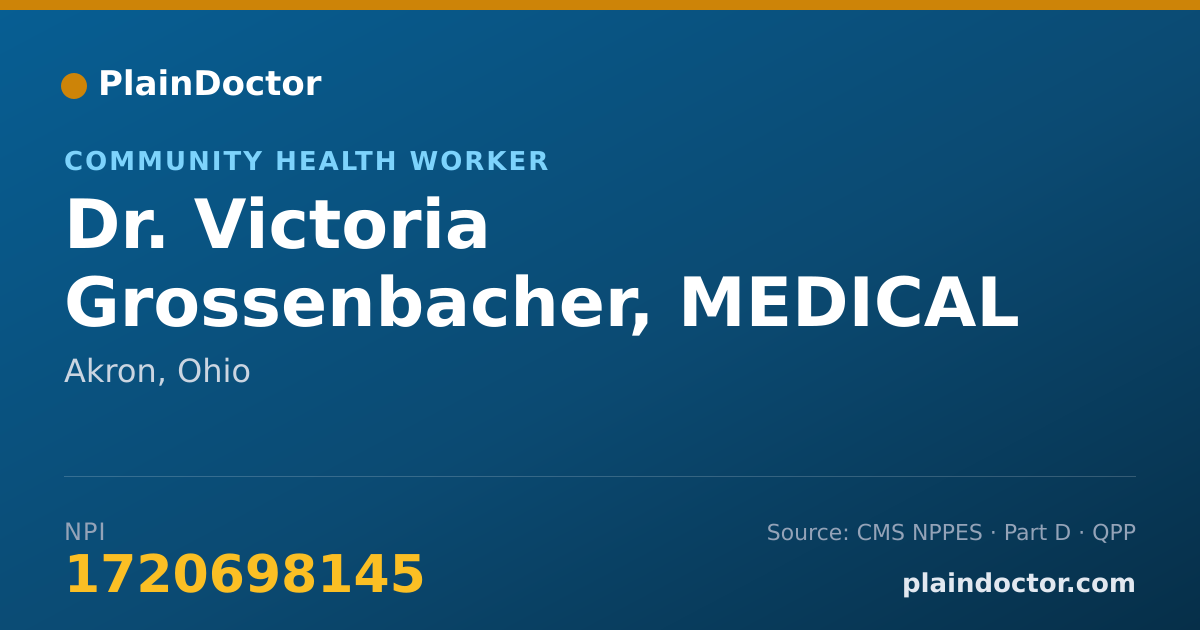 Shareable card for Victoria Grossenbacher, MEDICAL ASSISTANT - Community Health Worker, Akron, OH