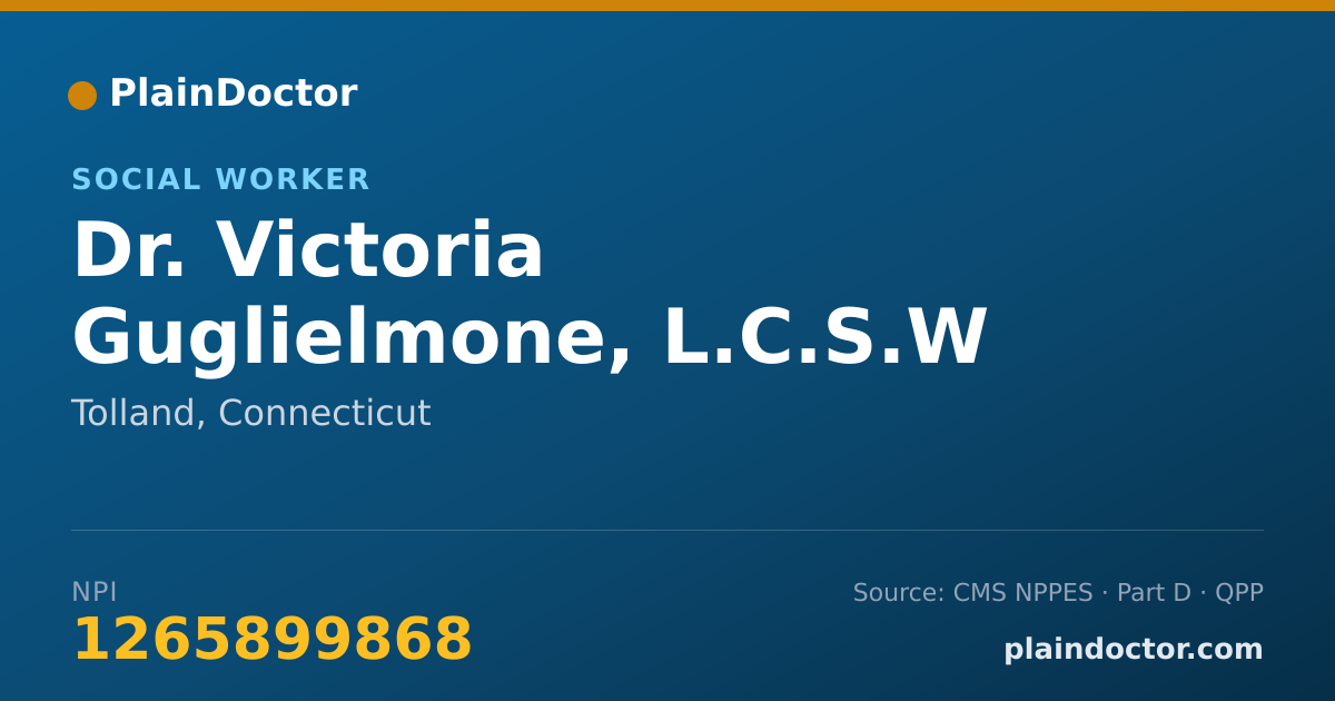 Shareable card for Victoria Guglielmone, L.C.S.W - Social Worker, Tolland, CT
