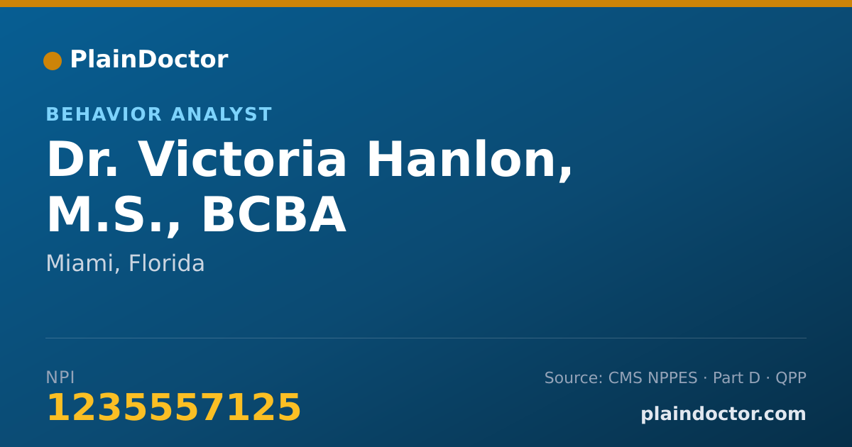 Shareable card for Victoria Hanlon, M.S., BCBA - Behavior Analyst, Miami, FL