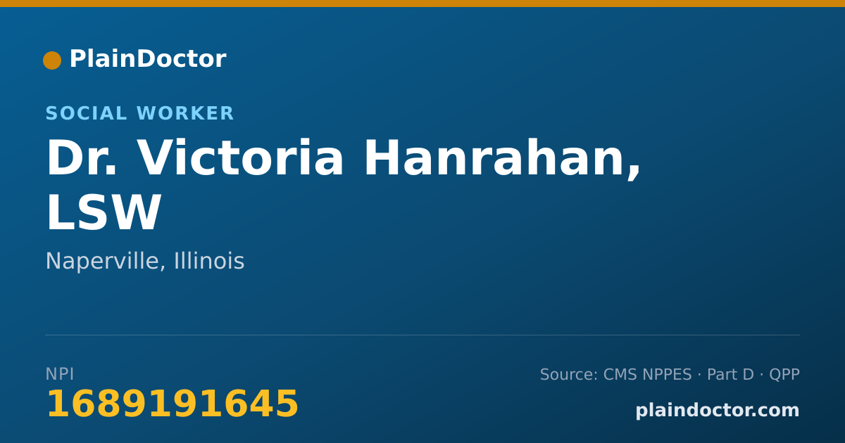 Shareable card for Victoria Hanrahan, LSW - Social Worker, Naperville, IL