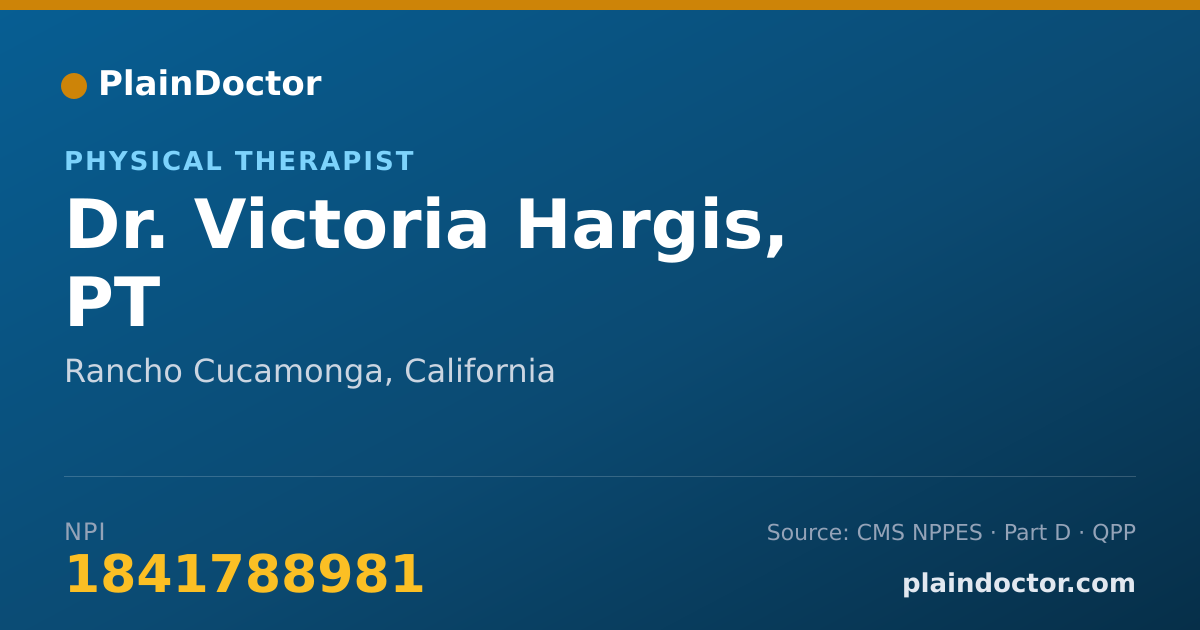 Shareable card for Victoria Hargis, PT - Physical Therapist, Rancho Cucamonga, CA