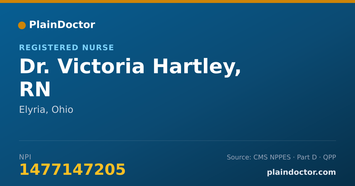 Shareable card for Victoria Hartley, RN - Registered Nurse, Elyria, OH