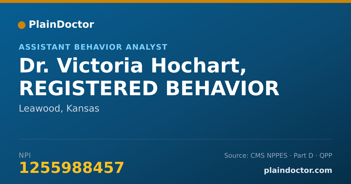 Shareable card for Victoria Hochart, REGISTERED BEHAVIOR - Assistant Behavior Analyst, Leawood, KS