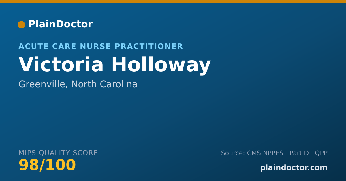 Shareable card for Victoria Holloway - Acute Care Nurse Practitioner, Greenville, NC