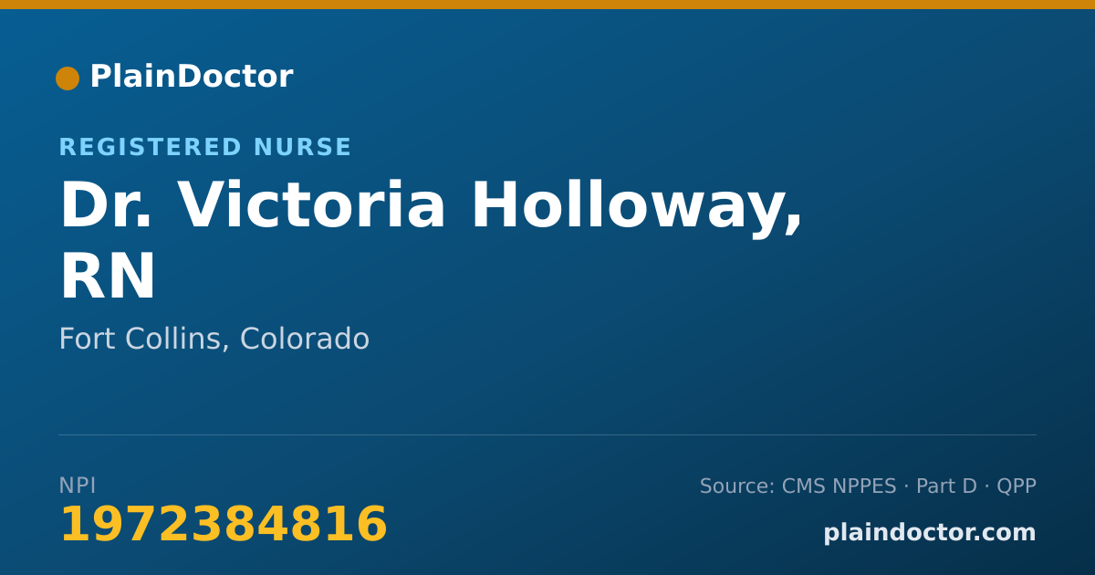Shareable card for Victoria Holloway, RN - Registered Nurse, Fort Collins, CO