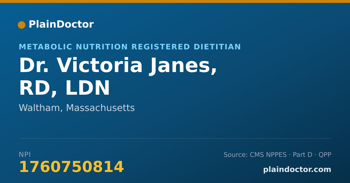 Shareable card for Victoria Janes, RD, LDN - Metabolic Nutrition Registered Dietitian, Waltham, MA