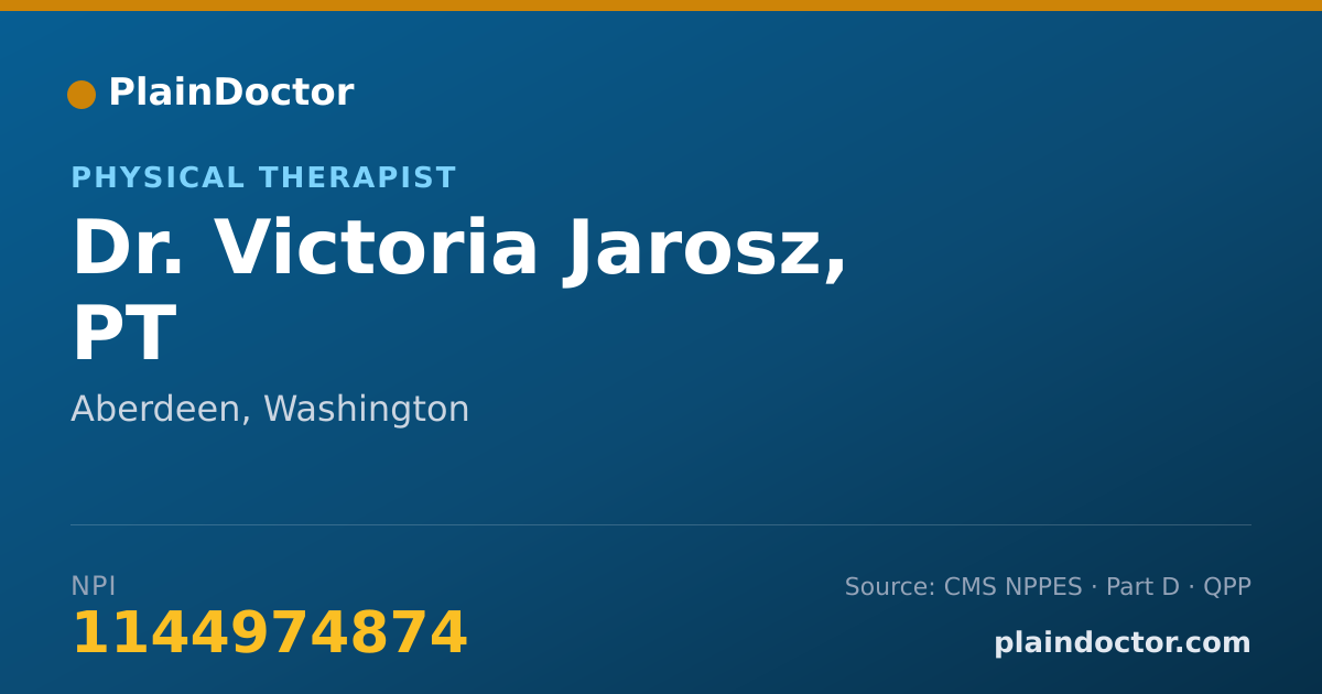 Shareable card for Victoria Jarosz, PT - Physical Therapist, Aberdeen, WA