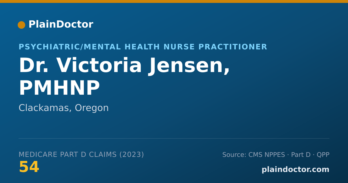 Shareable card for Victoria Jensen, PMHNP - Psychiatric/Mental Health Nurse Practitioner, Clackamas, OR