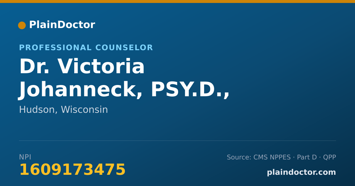 Shareable card for Victoria Johanneck, PSY.D., M.DIV. - Professional Counselor, Hudson, WI