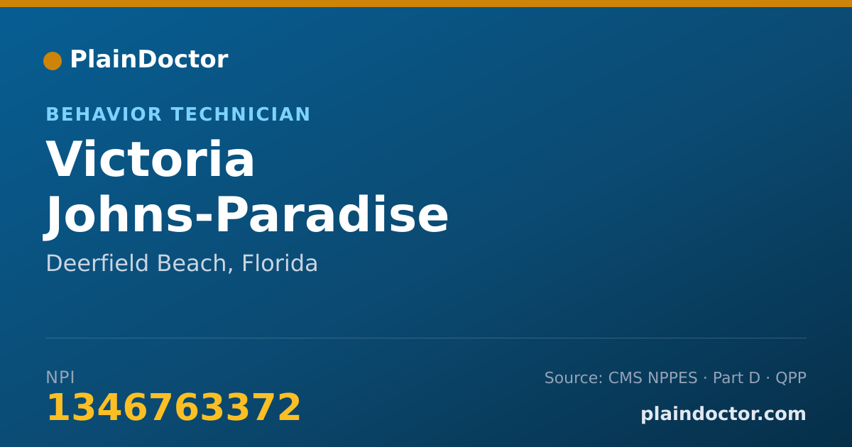 Shareable card for Victoria Johns-Paradise - Behavior Technician, Deerfield Beach, FL