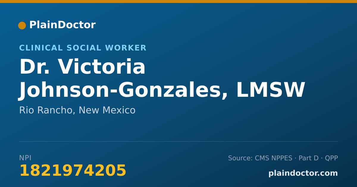 Shareable card for Victoria Johnson-Gonzales, LMSW - Clinical Social Worker, Rio Rancho, NM