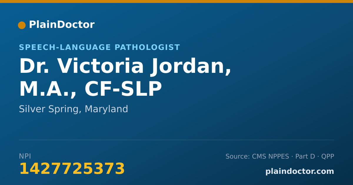 Shareable card for Victoria Jordan, M.A., CF-SLP - Speech-Language Pathologist, Silver Spring, MD