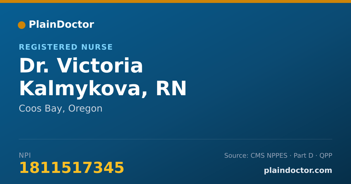 Shareable card for Victoria Kalmykova, RN - Registered Nurse, Coos Bay, OR