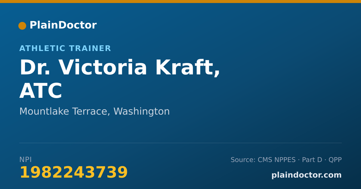 Shareable card for Victoria Kraft, ATC - Athletic Trainer, Mountlake Terrace, WA