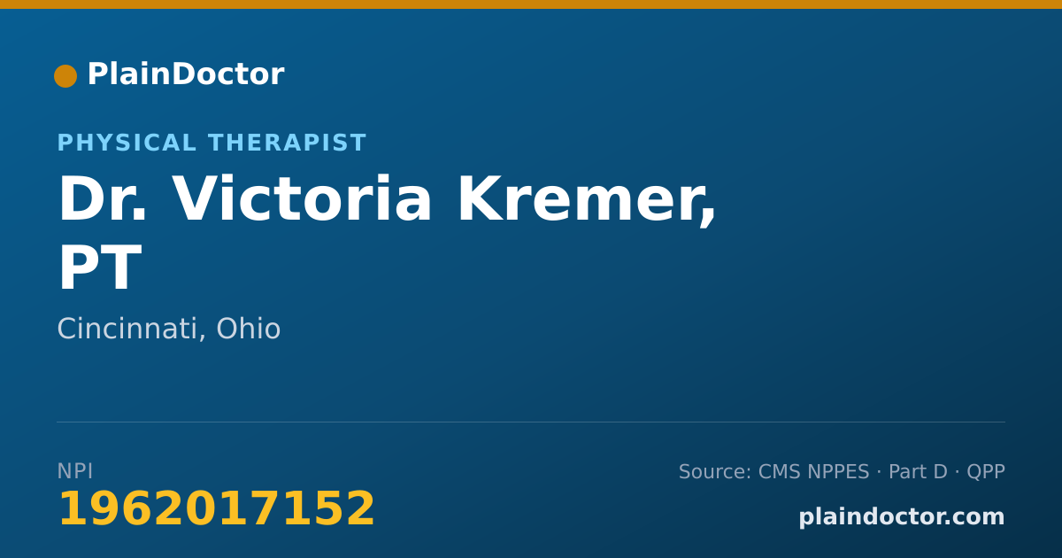 Shareable card for Victoria Kremer, PT - Physical Therapist, Cincinnati, OH
