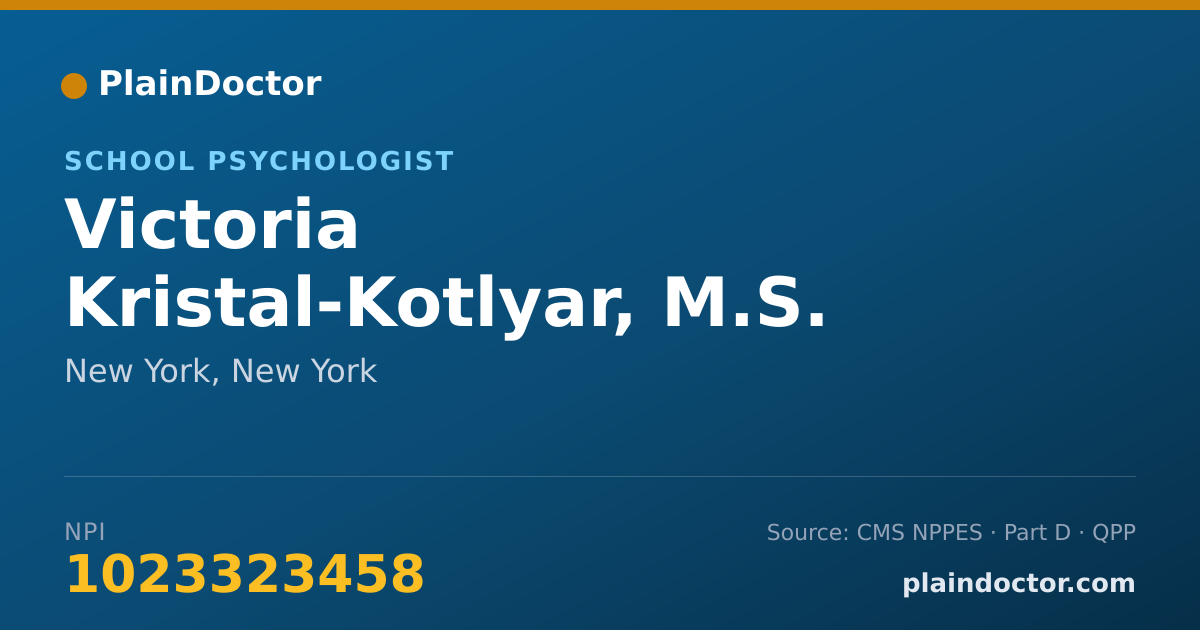 Shareable card for Victoria Kristal-Kotlyar, M.S. - School Psychologist, New York, NY