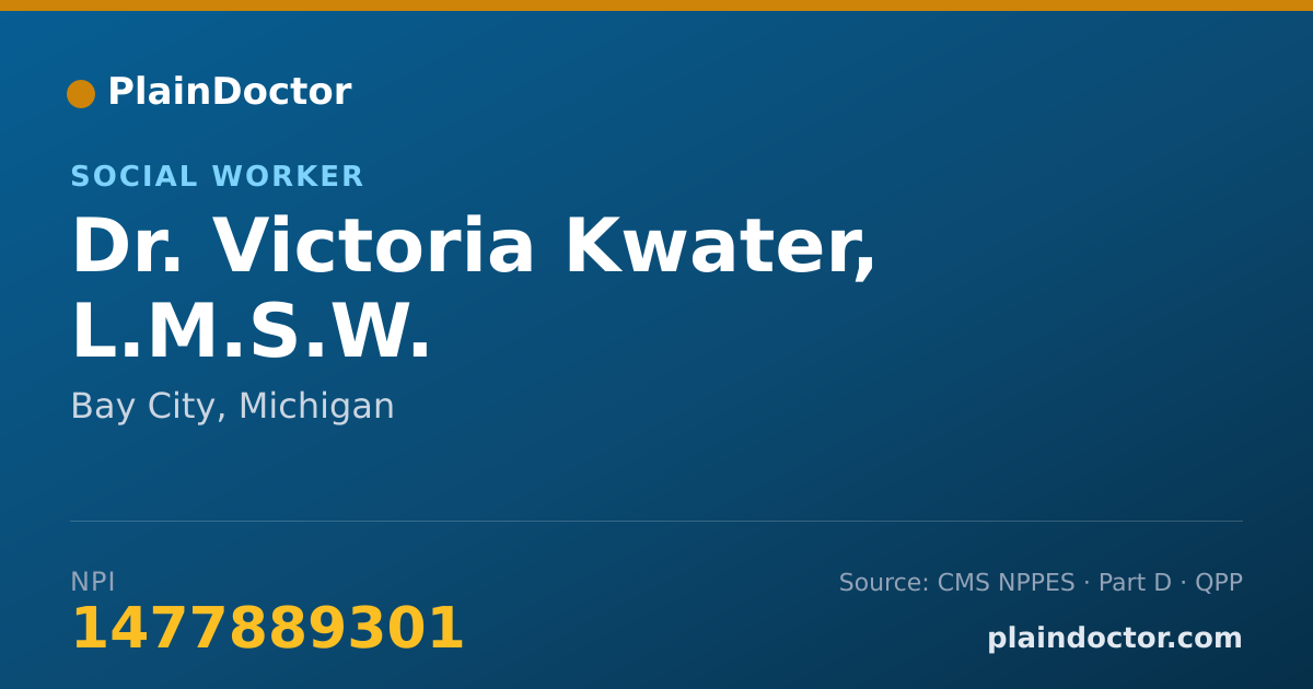 Shareable card for Victoria Kwater, L.M.S.W. - Social Worker, Bay City, MI