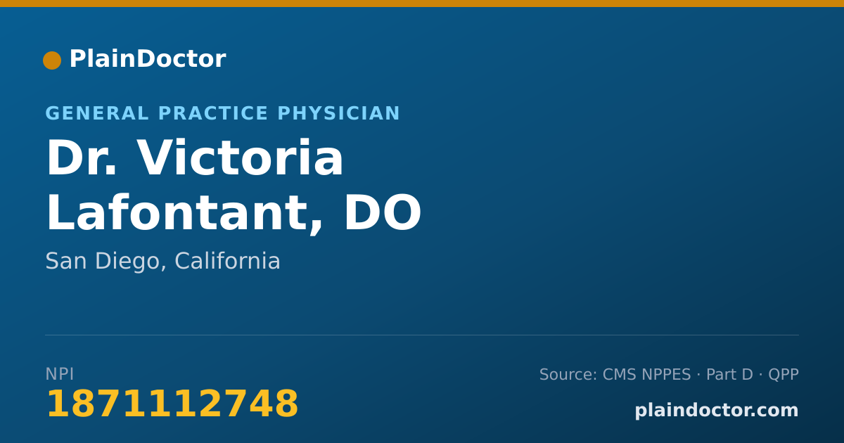 Shareable card for Victoria Lafontant, DO - General Practice Physician, San Diego, CA