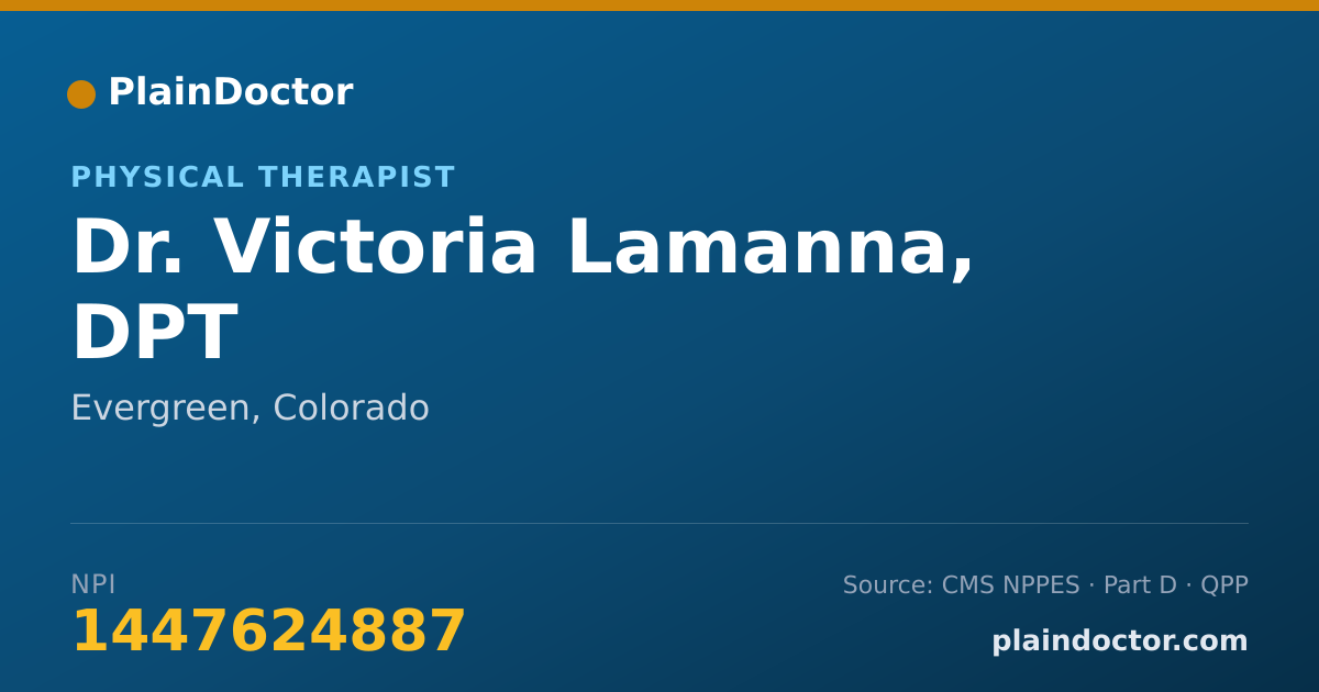 Shareable card for Victoria Lamanna, DPT - Physical Therapist, Evergreen, CO