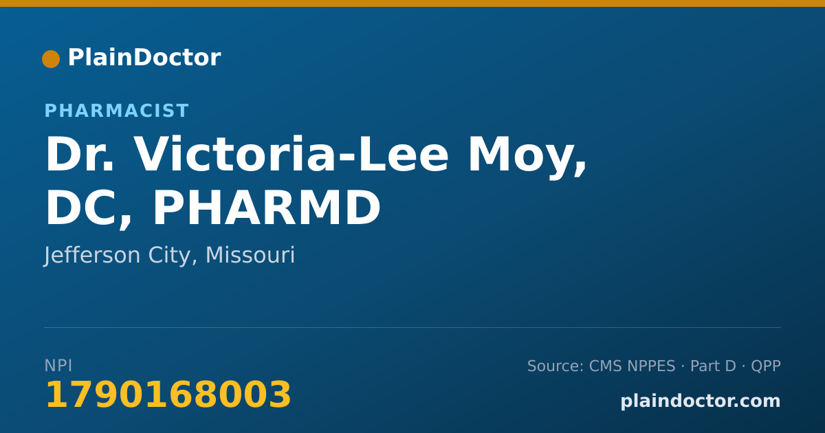 Shareable card for Victoria-Lee Moy, DC, PHARMD - Pharmacist, Jefferson City, MO