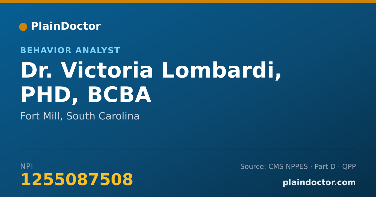 Shareable card for Victoria Lombardi, PHD, BCBA - Behavior Analyst, Fort Mill, SC