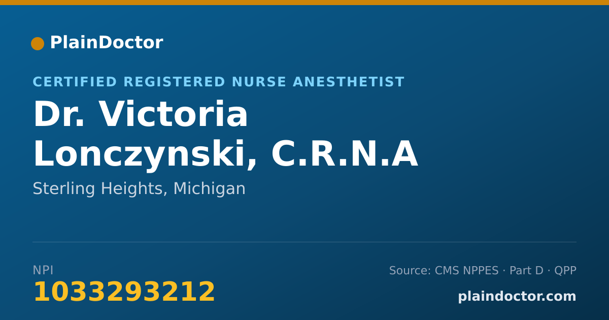 Shareable card for Victoria Lonczynski, C.R.N.A - Certified Registered Nurse Anesthetist, Sterling Heights, MI