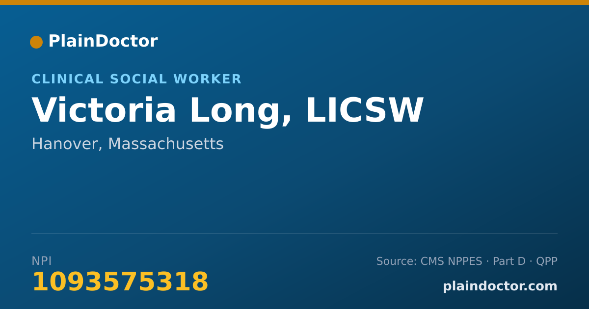 Shareable card for Victoria Long, LICSW - Clinical Social Worker, Hanover, MA