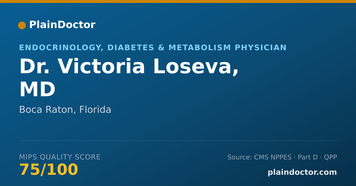 Shareable card for Victoria Loseva, MD - Endocrinology, Diabetes & Metabolism Physician, Boca Raton, FL