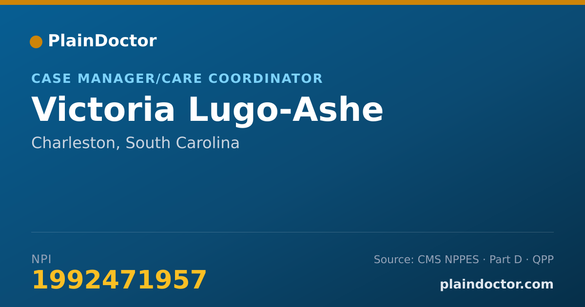 Shareable card for Victoria Lugo-Ashe - Case Manager/Care Coordinator, Charleston, SC