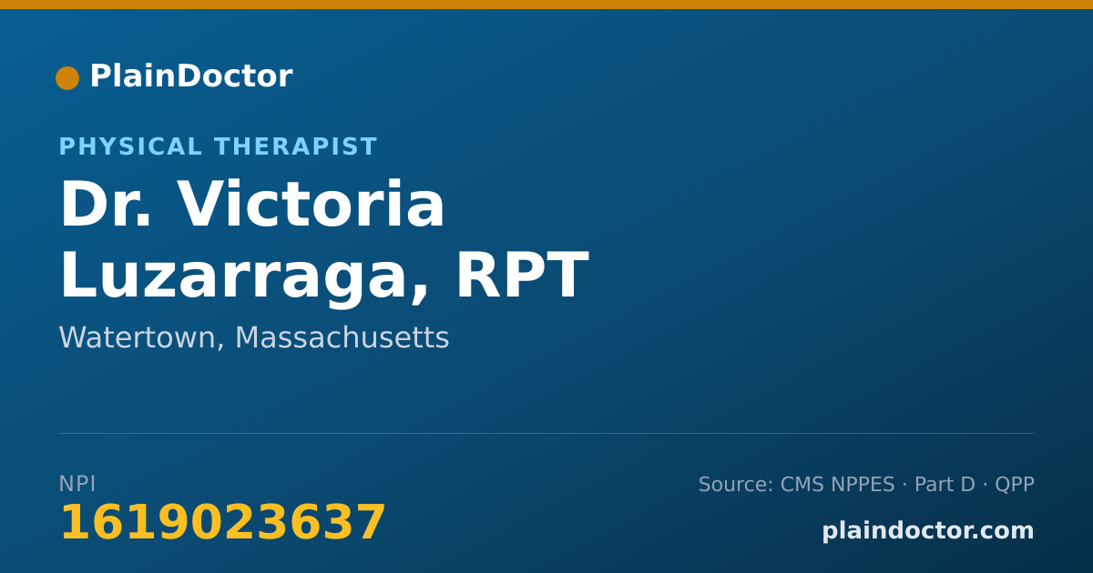 Shareable card for Victoria Luzarraga, RPT - Physical Therapist, Watertown, MA