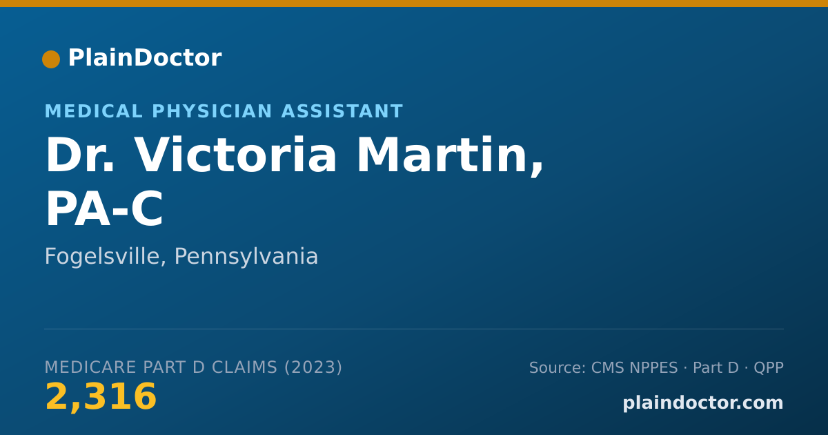 Shareable card for Victoria Martin, PA-C - Medical Physician Assistant, Fogelsville, PA