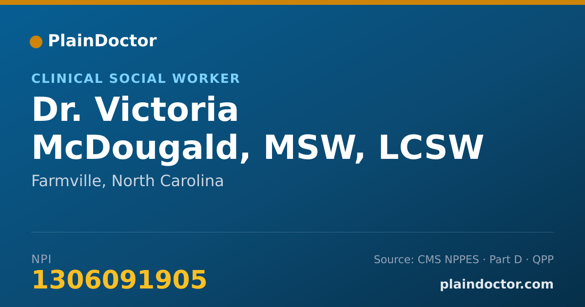 Shareable card for Victoria McDougald, MSW, LCSW - Clinical Social Worker, Farmville, NC