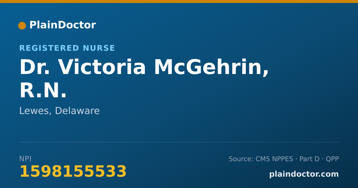 Shareable card for Victoria McGehrin, R.N. - Registered Nurse, Lewes, DE