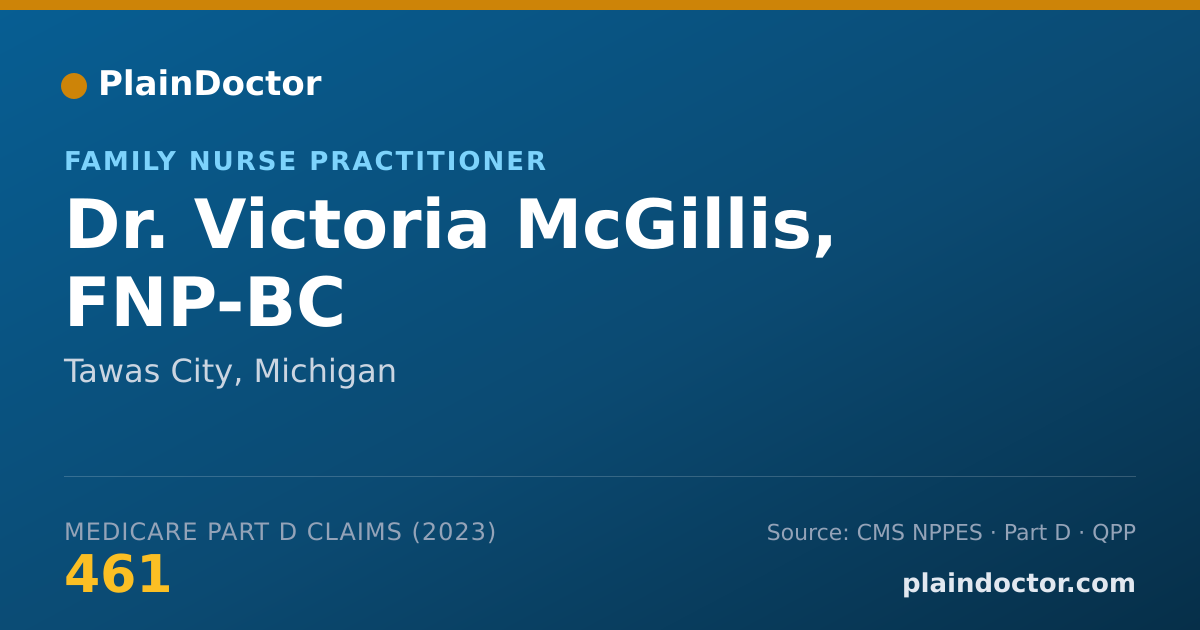 Shareable card for Victoria McGillis, FNP-BC - Family Nurse Practitioner, Tawas City, MI