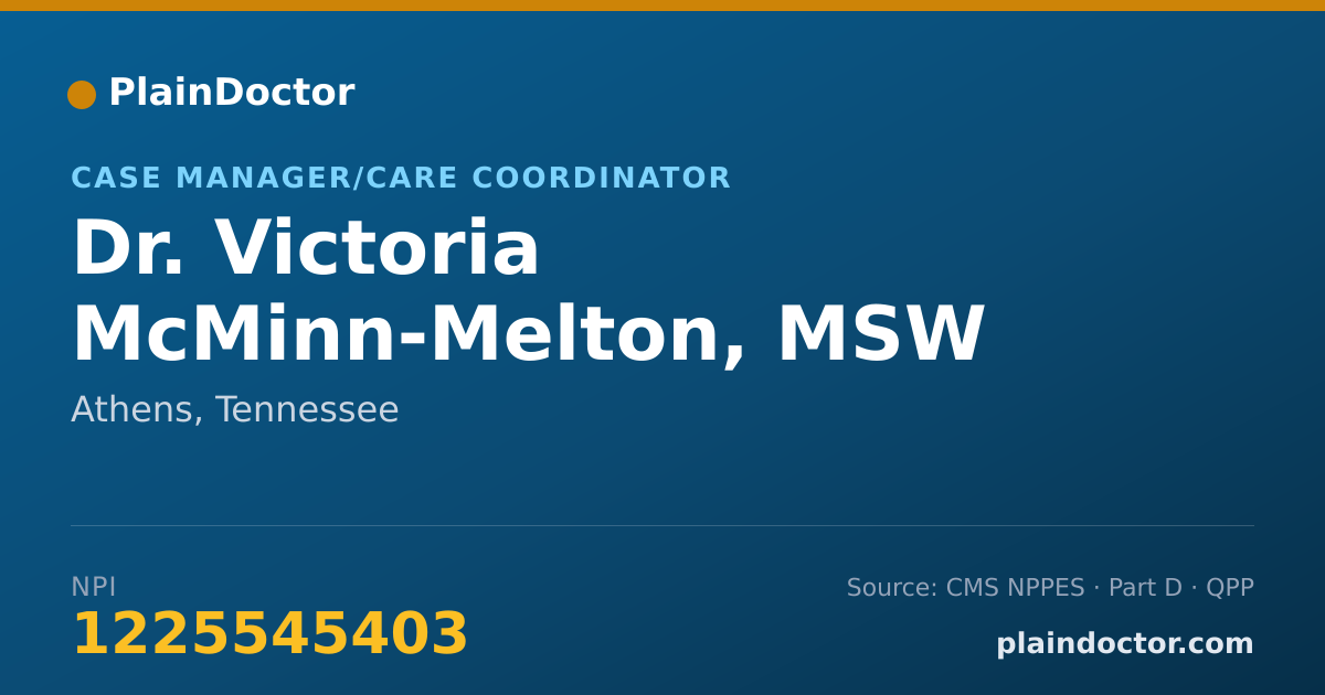 Shareable card for Victoria McMinn-Melton, MSW - Case Manager/Care Coordinator, Athens, TN
