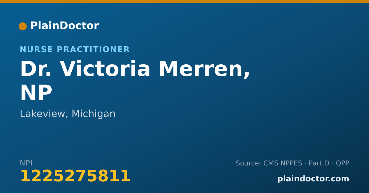 Shareable card for Victoria Merren, NP - Nurse Practitioner, Lakeview, MI
