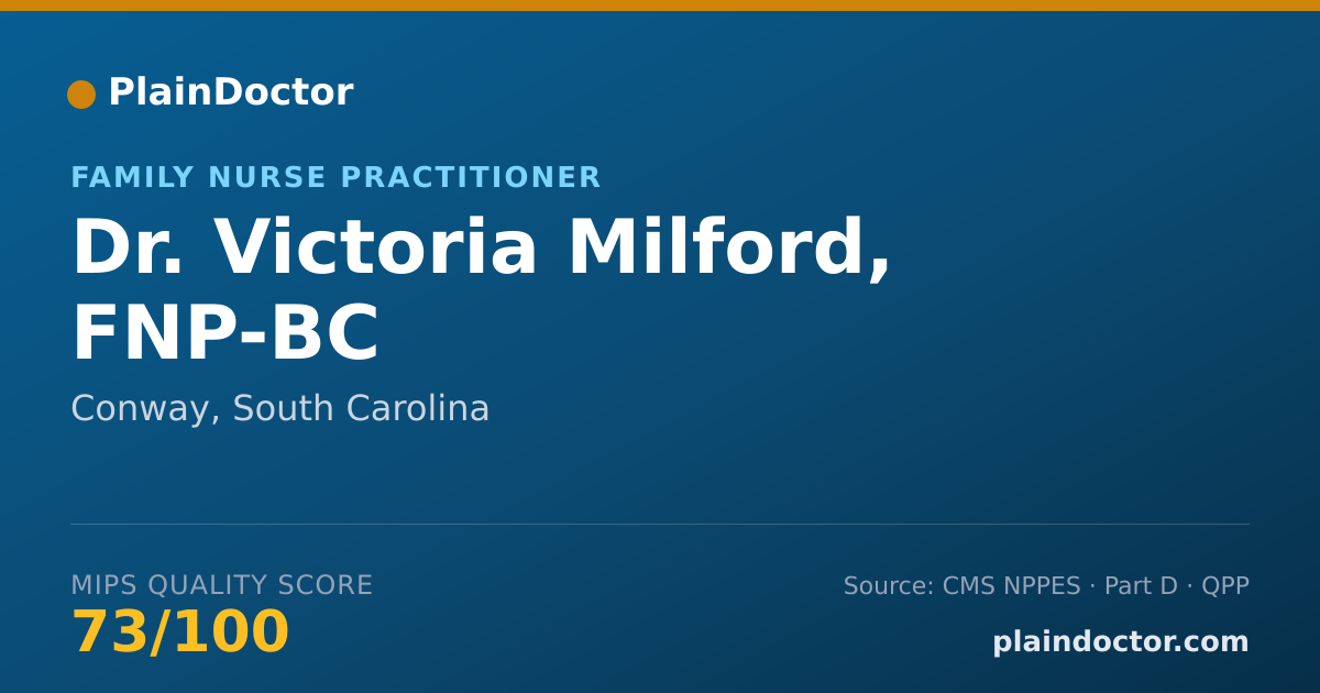 Shareable card for Victoria Milford, FNP-BC - Family Nurse Practitioner, Conway, SC