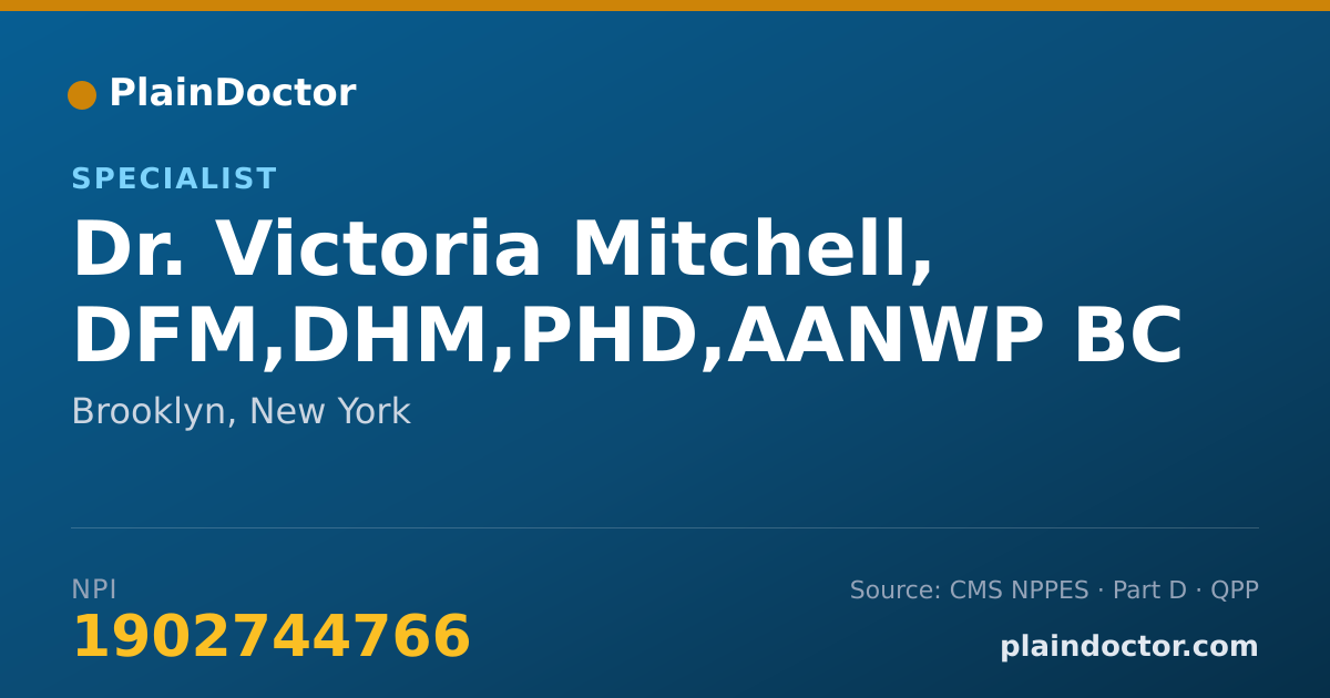 Shareable card for Victoria Mitchell, DFM,DHM,PHD,AANWP BC - Specialist, Brooklyn, NY