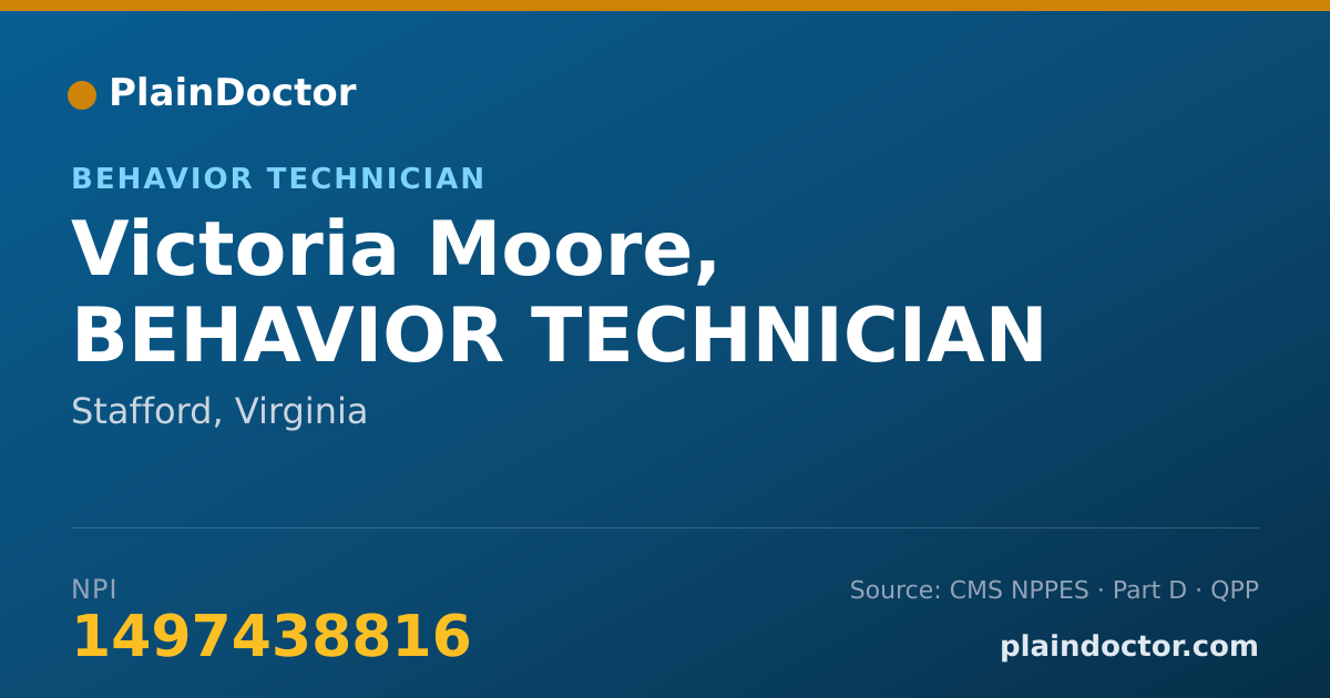 Shareable card for Victoria Moore, BEHAVIOR TECHNICIAN - Behavior Technician, Stafford, VA